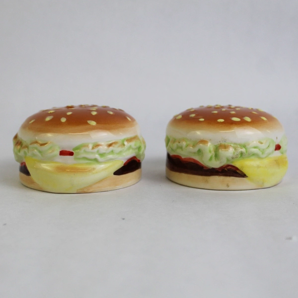 Porcelain Hamburger Salt and Pepper Shakers Collectible Kitchen Gadgets