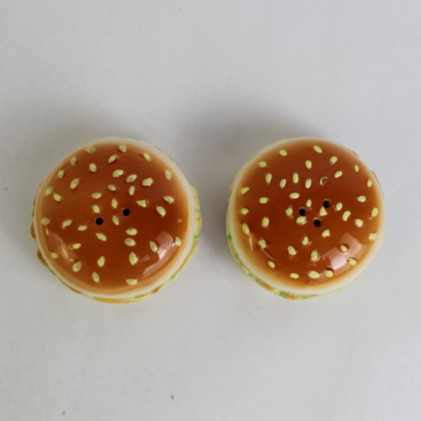Porcelain Hamburger Salt and Pepper Shakers Collectible Kitchen Gadgets