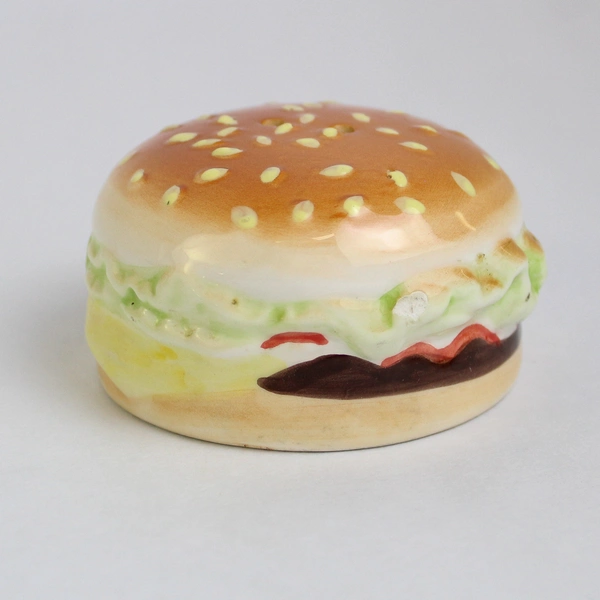 Porcelain Hamburger Salt and Pepper Shakers Collectible Kitchen Gadgets