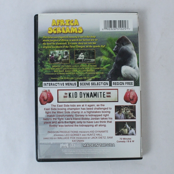 Abbott and Costello Africa Screams & Kid Dynamite DVD 2 Movies 2003