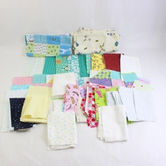 Lot of 76 Small Fabric Scrap Pieces Various Sizes Patterns Craft Fabric