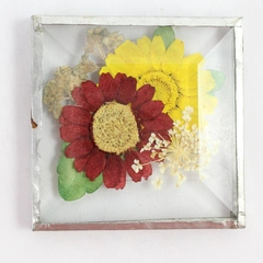 Pressed Flower Beveled Glass Souvenir Refrigerator Magnet