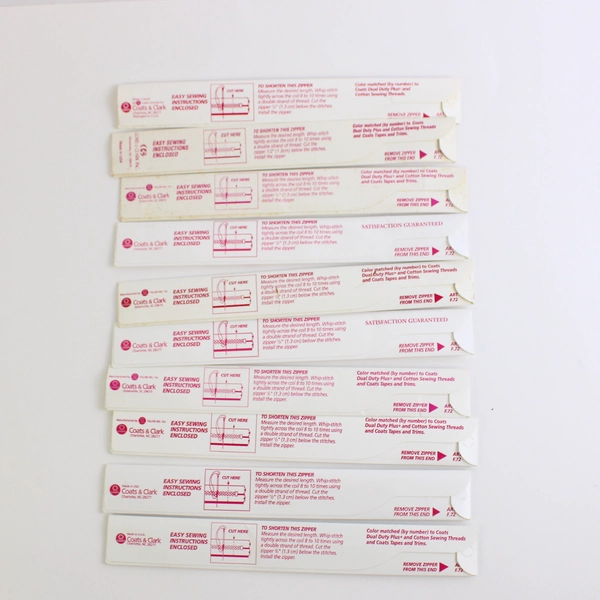 Lot of 13 Zippers for Sewing and Fabric Crafts