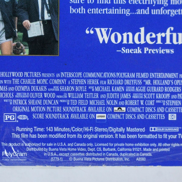 Mr. Holland's Opus VHS 1996 Richard Dreyfuss Pre-Owned Untested Classic Film