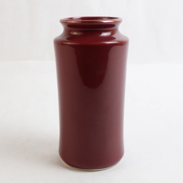 Japanese Style Porcelain Vase Burgundy Gold Trim Pheasants Flowers