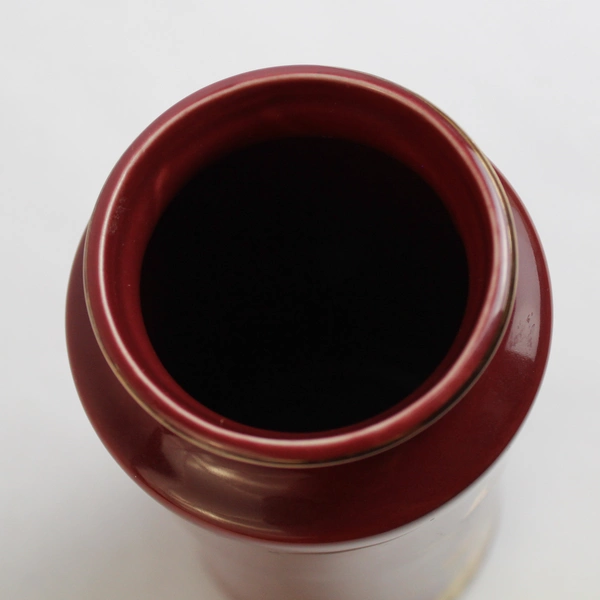 Japanese Style Porcelain Vase Burgundy Gold Trim Pheasants Flowers