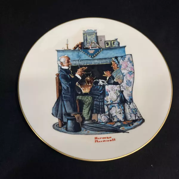 1978 Gorham Saturday Evening Post Norman Rockwell Plate Tea For Two