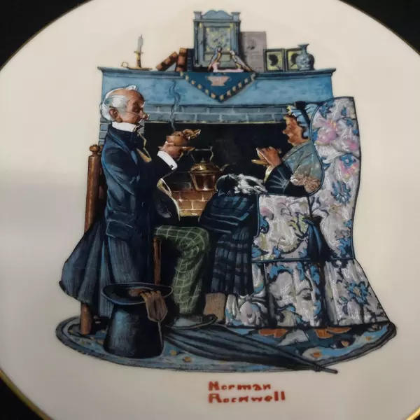 1978 Gorham Saturday Evening Post Norman Rockwell Plate Tea For Two
