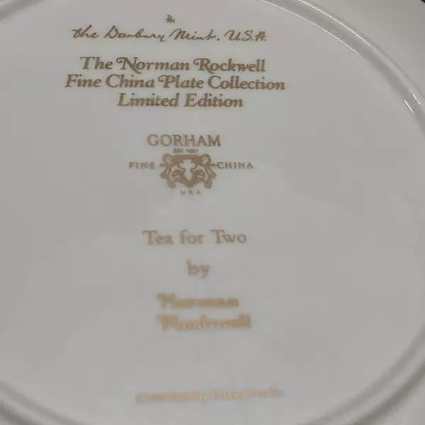 1978 Gorham Saturday Evening Post Norman Rockwell Plate Tea For Two