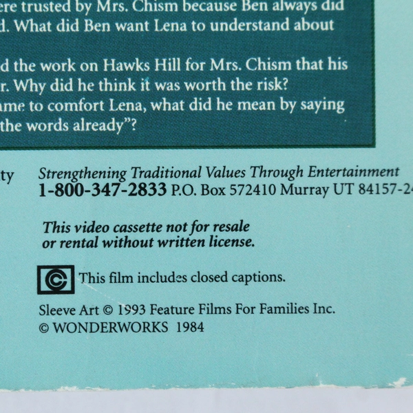 Words By Heart VHS 1984 Feature Films For Families Pre-Owned Classic Film