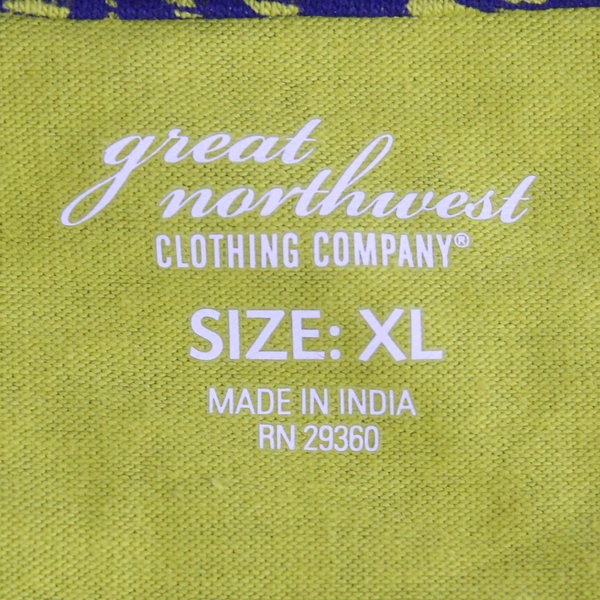 Great Northwest Women's XL Blue Green V-Neck Floral Long-Sleeved Top