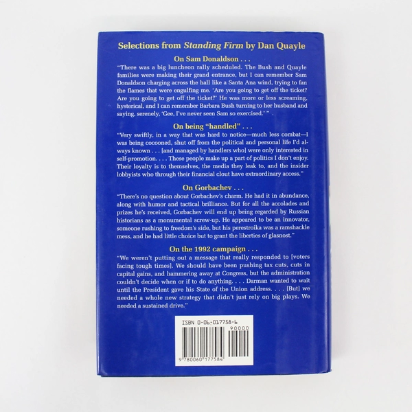 Standing Firm by Dan Quayle 1994 First Edition Hardcover Political Memoir
