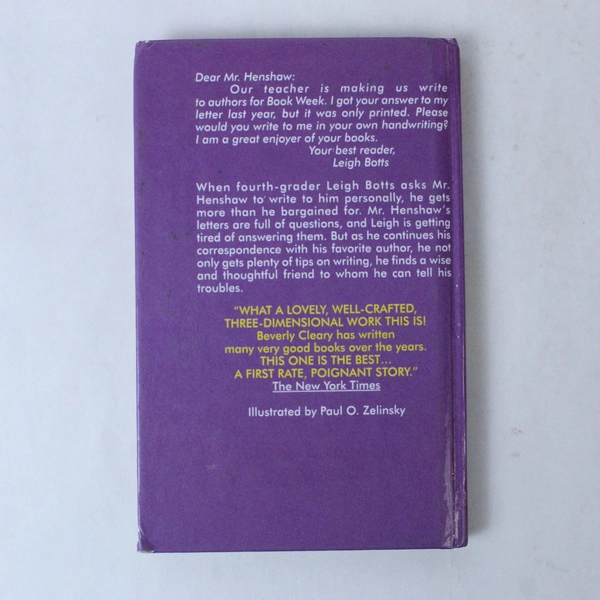 Dear Mr. Henshaw by Beverly Cleary 1994 Avon Camelot Hardcover Vintage Book