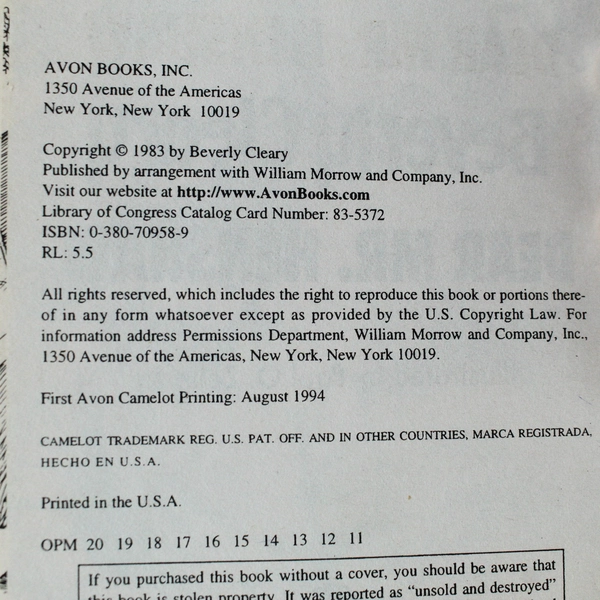 Dear Mr. Henshaw by Beverly Cleary 1994 Avon Camelot Hardcover Vintage Book