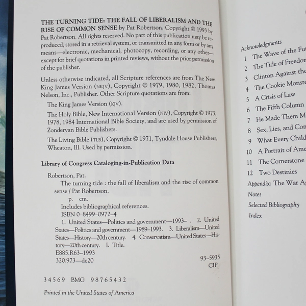 Turning Tide: The Fall of Liberalism by Pat Robertson, 1982 HC Book