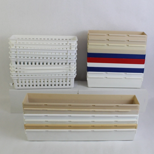 Lot of 25 Plastic Drawer Organizers Varying Colors 9" 10" & 15"