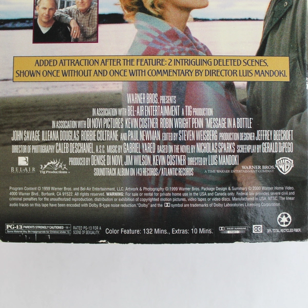 Message in a Bottle VHS with Bonus Footage and Commentary Warner Bros 1999