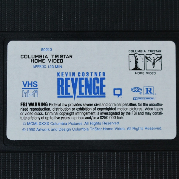 Revenge VHS 1990 Kevin Costner Madeleine Stowe Closed Captioned Pre-Owned