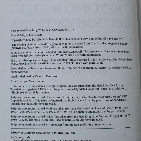 Beyond Belief To Convictions Hostetler And McDowell 2002 Tyndale HC DJ Ex Libris