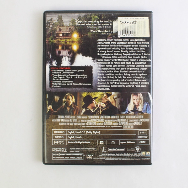 Secret Window 2004 DVD Movie Starring Johnny Depp Thriller Film