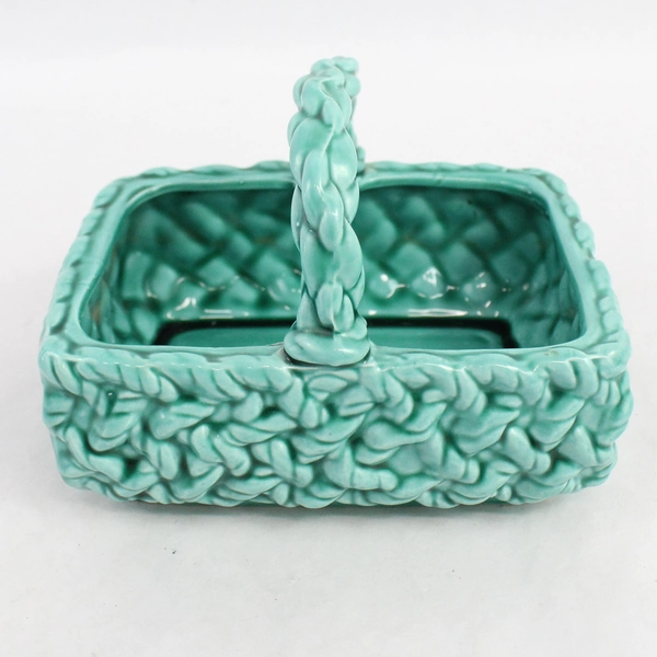 Vintage Inarco E-3055 Turquoise Ceramic Basket Design Trinket Dish