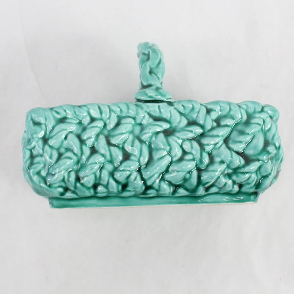 Vintage Inarco E-3055 Turquoise Ceramic Basket Design Trinket Dish