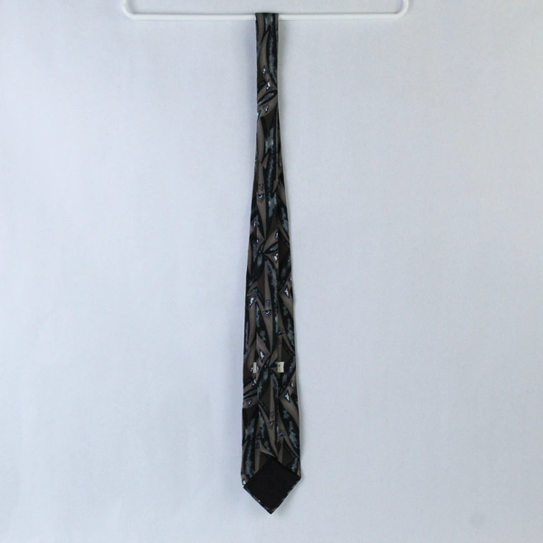 Vtg Bica Uomo Men's Abstract Tie 58" Long Pure Italian Silk Brown Blue Gray