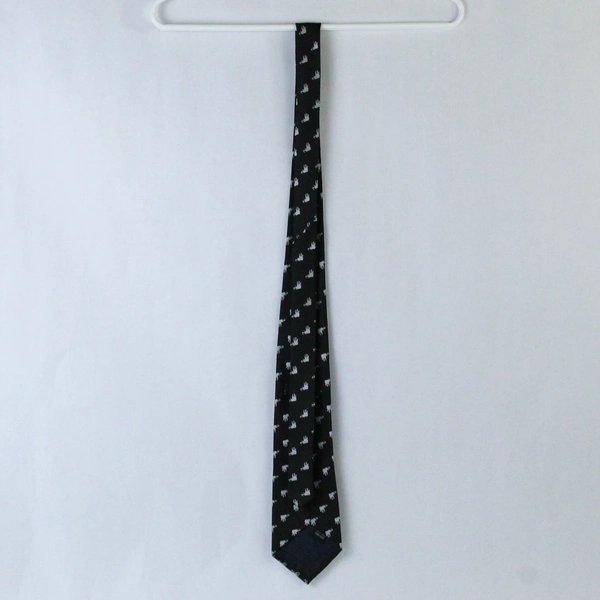 Handmade Silk Elephant Pattern Tie Necktie 56.5in Black Pre-Owned
