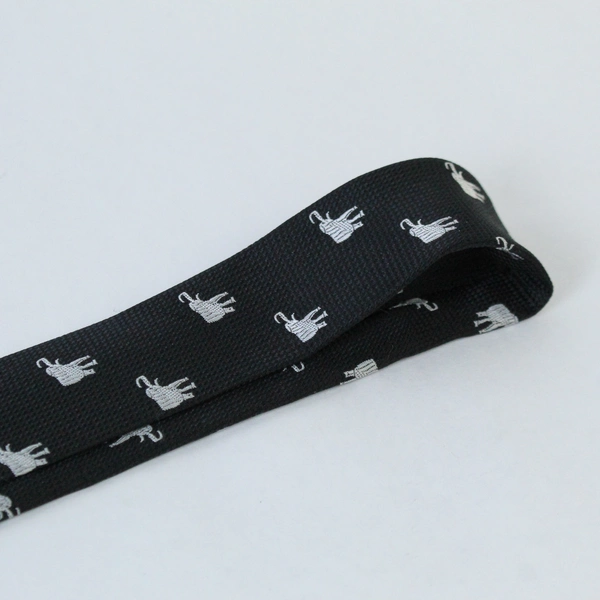 Handmade Silk Elephant Pattern Tie Necktie 56.5in Black Pre-Owned