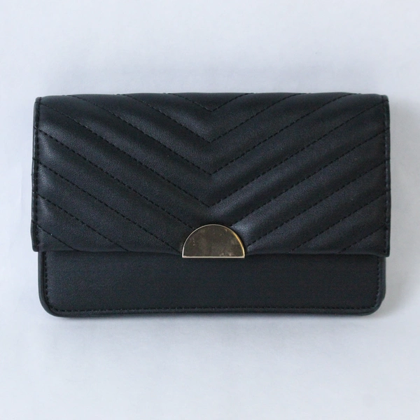 A New Day Women's Black Crossbody Purse with Gold Accents - Pre-Owned