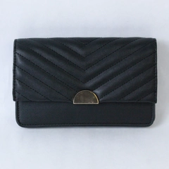 A New Day Women's Black Crossbody Purse with Gold Accents - Pre-Owned