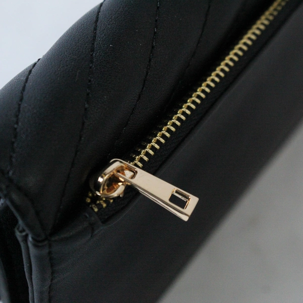 A New Day Women's Black Crossbody Purse with Gold Accents - Pre-Owned