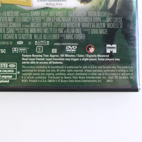Finding Neverland DVD Movie Johnny Depp Kate Winslet Family Film