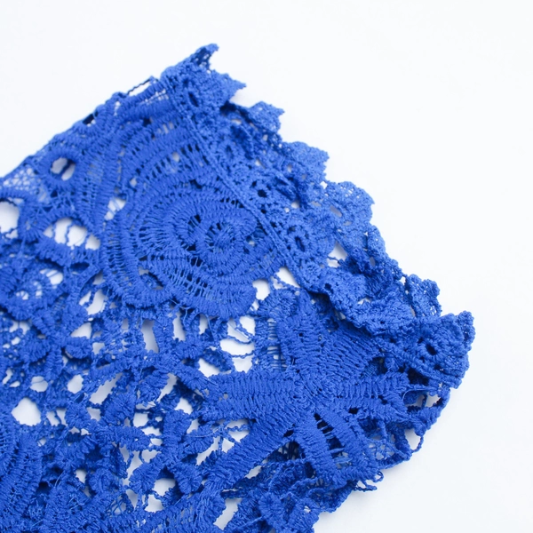 Unbranded Blue Crochet Fabric Lining V-Neck T-Shirt Women's Size 2XL