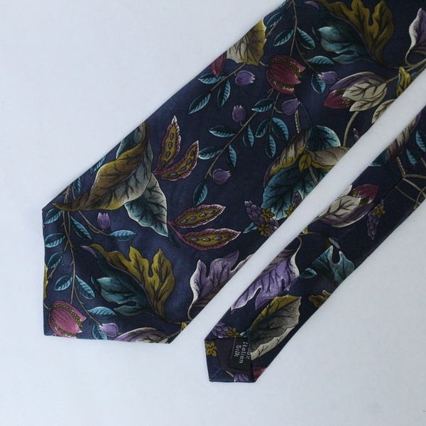 Vintage Mervyn's Cambridge Classics Navy Floral Necktie 59" Long