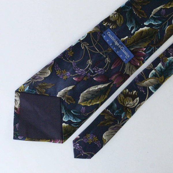 Vintage Mervyn's Cambridge Classics Navy Floral Necktie 59" Long