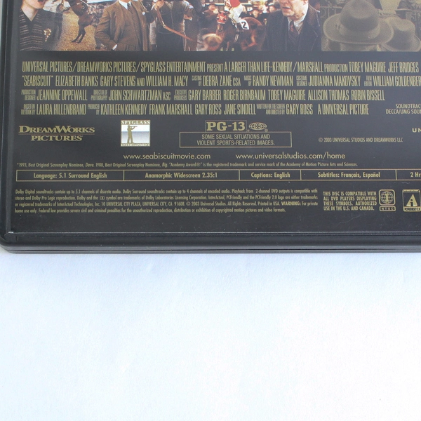 Seabiscuit 2003 DVD Movie Starring Tobey Maguire Drama Film
