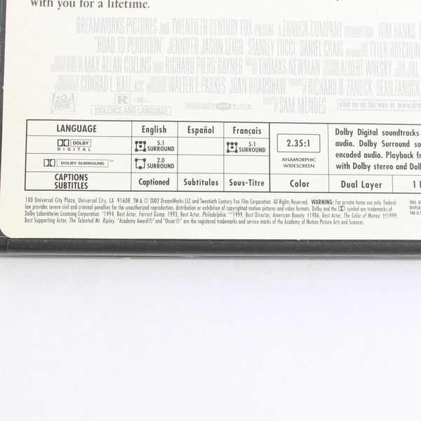 Road to Perdition DVD 2002 Tom Hanks Paul Newman Jude Law Movie Film