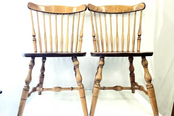 Set of 2 Vintage S Bent & Bros Windsor Dining Chairs Solid Wood