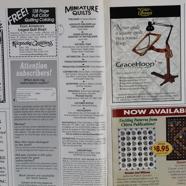 Lot of 2 Miniature Quilts Magazines Issues No 58 & 59 2002