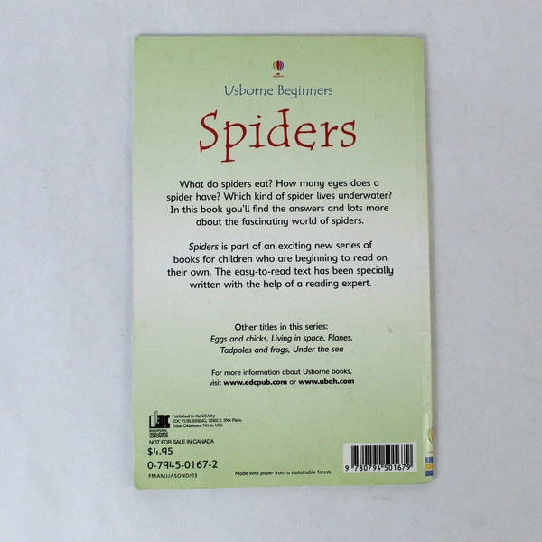 Usborne Beginners Spiders by R. Gilpin 2003 Hardcover - Good Condition
