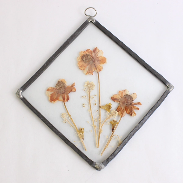 Handmade Soldered Pressed Flower Sun Catcher 8.5"