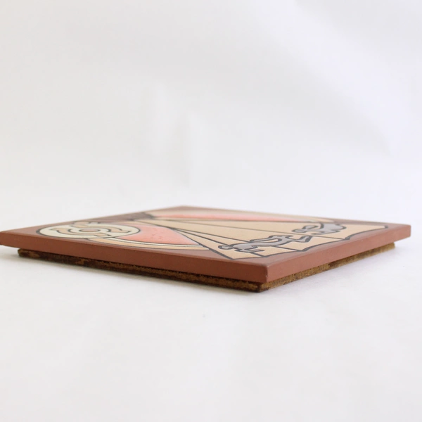 J Hearn Bisbee Arizona Tile Art Trivet Tepee Design 6" x 6"