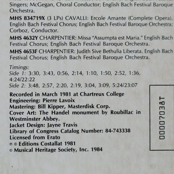 Handel Excerpts LP: Muzio Scevola Il Pastor Fido Rodrigo Silla 1981