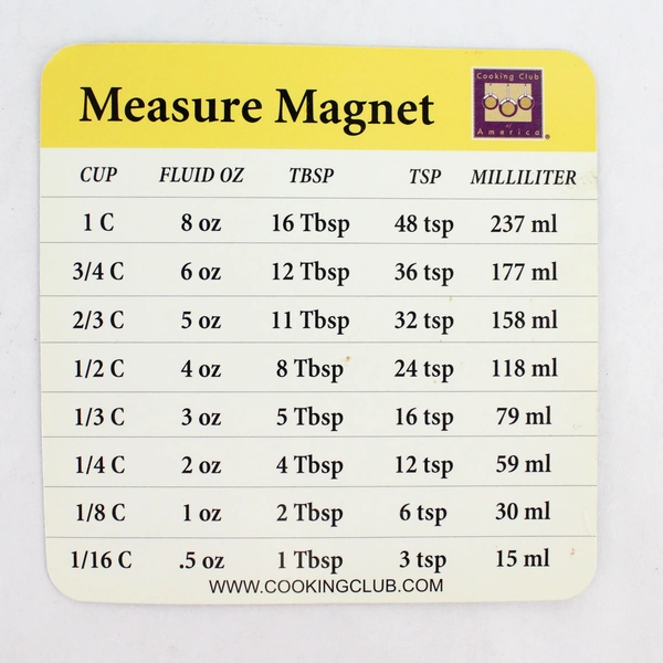 The Cooking Club of America Measure Refrigerator Magnet