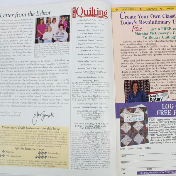 Lot of 4 McCall's Quilting Magazines From 1995 and 1996