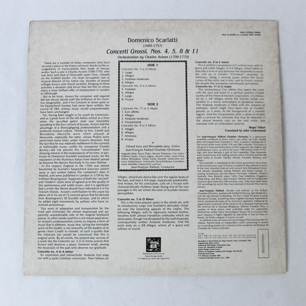 Domenico Scarlatti Concerti Grossi Nos. 4, 5, 8 & 11 Vinyl LP 1983 - Good