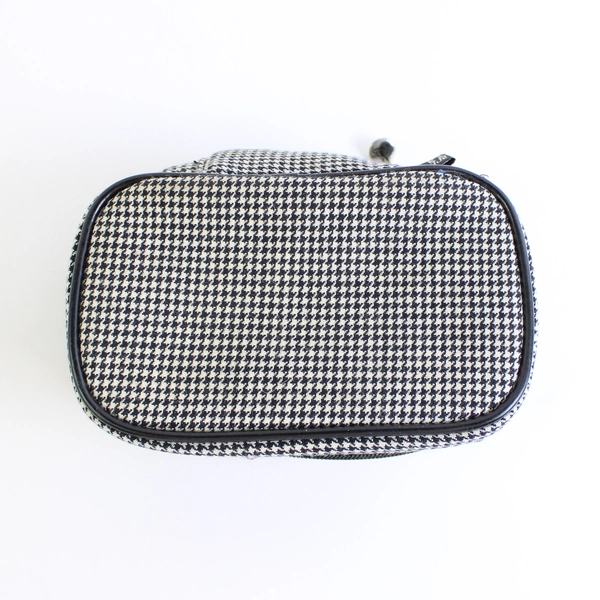 Saks Fifth Avenue Cosmetic Bag Black/White Houndstooth Small