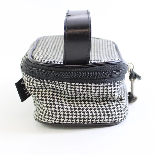 Saks Fifth Avenue Cosmetic Bag Black/White Houndstooth Small