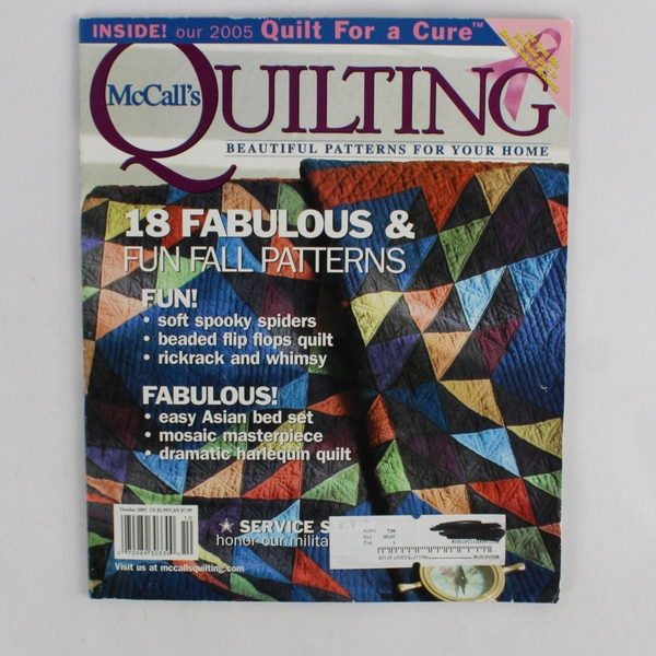 McCall's Quilting Magazine October 2005 Featuring The 2005 Quilt For a Cure